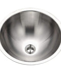 Top view of Opus 16 Inch Undermount Stainless Steel Bathroom Sink With Overflow Drain Assembly, oval bowl, durable 18-gauge steel