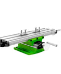 Mini Multifunctional Metal Lathe Machine With Adjustable Cross Slide Compound Table Worktable design in green for precision tasks.
