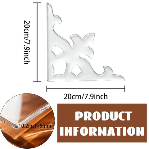 Ornate Corner Router Template Set Two Piece Acrylic Inlay Jig Kit With Precision Tracing Stencil Guide for woodworking, 20cm size.
