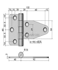 Heavy Duty Iron Hinge For Electric Switchgear Box And Control Automation Equipment Door Hardware Replacement with dimensions.
