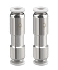 Two Clscea metal aquarium check valves, stainless steel with white plastic ends, 2-pack
