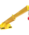 Heavy Duty Forklift Jib Boom Crane With 8800 Pound Lifting Hoist And 7.8 Foot Telescopic Reach showing yellow telescopic boom with hook