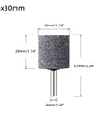 10Pcs 30mm Aluminum Oxide Mounted Grinding Stones With Quarter Inch Shank for Electric Rotary Tools Drill Grinder, side view.