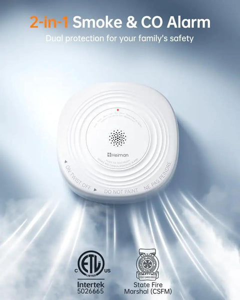 Smoke And Carbon Monoxide Detector Combo With 10 Year Sealed Battery End Of Life Alert No Battery Changes Ever Keeps Your Home Safe And Sound With Easy Install No Battery Replacements Required, white round ceiling alarm