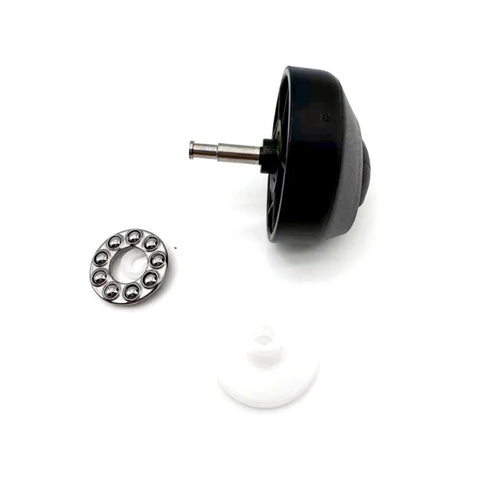 ECOVACS-compatible front caster wheel for T10/T20 Omni, black with metal axle; includes bearing ring.