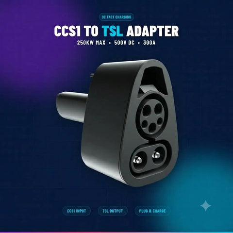 Plug And Go Ccs1 To Nacs Adapter For Tesla Model 3 And Model Y, side view showing charging port design and connectors.