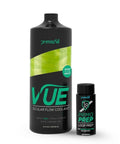 Heavy Duty Computer Water Cooling Coolant Featuring Sick Show Visual Flow And Killer Corrosion Guard For Your Custom Battlestation Loop With Smooth Non Transparent Green Mix in two bottles on white background.