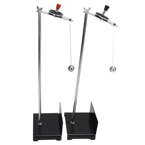 Hands-On Newton's Cradle Pendulum Lab Kit, 2 Pack Dial Display Demo Tools For Mechanical Vibration Experiments shown on black bases