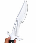 Stag Handle Fixed Blade Knife For Camping And Hunting, Handmade Bowie Style With Mirror Polish Stainless Steel Blade in hand