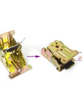 Folding Hinge for Furniture With Self Locking Mechanism, 90 Degree and Zero Degree Adjustable, shown unfolded and folded