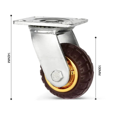 Heavy Duty Rubber Caster Wheels 4 Inch Swivel Rollers with solid metal stem and durable rubber wheel, ideal for utility carts.