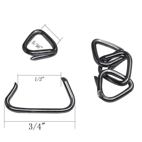 Angled Hog Ring Pliers Set With 500 Galvanized Hog Rings For Furniture And Auto Upholstery, shown with ring sizes 5/16", 1/2", 3/4"