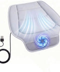 Heavy Duty Cooling Car Seat Cushion With Built In Ventilation Fan For Modern Cars, mesh material, USB power, airflow design.