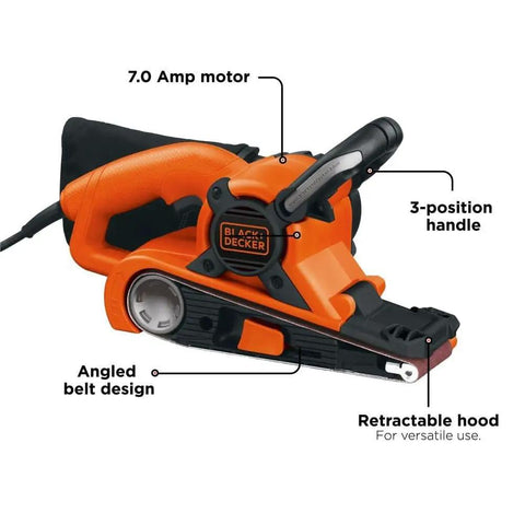 Image of Heavy Duty Belt Sander With Dust Bag 7 Amp Motor 3 Inch By 21 Inch Angled Sanding Belt For Closer Edge Sanding And Smooth Finish