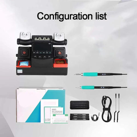 Dual Port Soldering Station 450W Two In One Rework System with accessories and configuration list