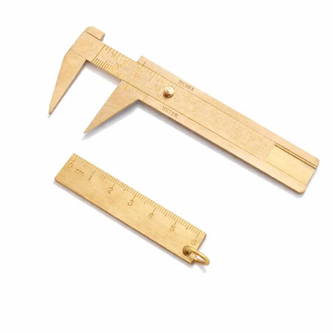 Brass Mini 80mm Double Scale Caliper Handy Portable Sliding Gauge For Gemstones And Jewelry Making Bead Measuring Tool Includes 60mm Brass Ruler