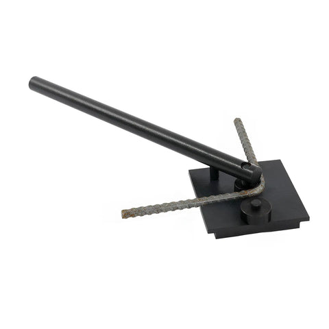 Heavy Duty Manual Rebar Bender, Portable Hand Held Steel Bar Bending Tool For 180 Degree Curve with metal rods in use.