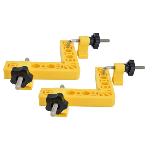 Rock Solid 90 Degree Square Kit For Flawless Right Angle Alignment On Cabinets And Picture Frames With Heavy Duty Clamps And Precision Metric And Imperial Scales Making Quick No Sweat Diy Builds A Breeze - Yellow heavy duty clamps for precise right angle alignments.
