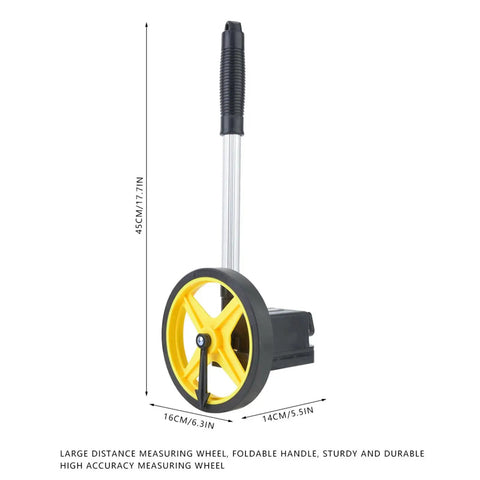 LiebeWH Measuring Wheel 0-9999.9m Telescopic Handle 0.5% Accuracy with a yellow wheel and sturdy aluminum handle.