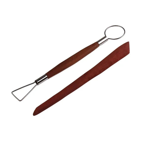Premium Five Piece Solid Rosewood Sculpting Tools And Clay Molding Knives Built To Handle Daily Pottery Projects While Delivering Rock Solid Grip And Zero Hassle Handling - two rosewood tools with metal components for pottery.