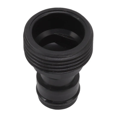 Close-up of a black plastic connector from Garden Hose Quick Connect Fittings Set Must Have 10 Pcs Water Hose Connectors Quick Connectors Tap Adapters Plastic Female To Male G Three Quarter Inch Thread Nipple Hose Quick Connect For Sprinklers Power Washers.