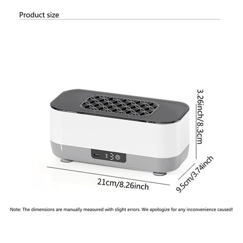 Portable Ultrasonic Cleaner With Rechargeable Battery For Jewelry And Watches features dimensions 21cm x 9.5cm x 3.3cm.