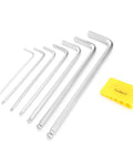 Super Cool 7 Pc Extended Hex Wrench L Key Set with Ergo Grip For Pro Mechanics And DIY Guys Made Of Tough Chrome Vanadium Steel To Fix Anything Tight With Ease, 7-piece chrome vanadium hex key set with holder