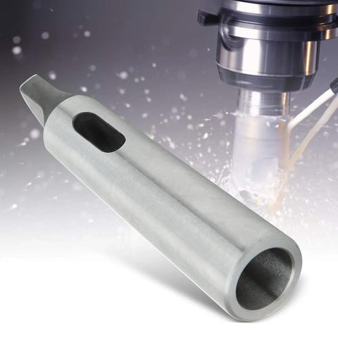 Side view of Hilitand MT3 to MT2 taper reducing drill sleeve; gray steel with through bore and side slot.