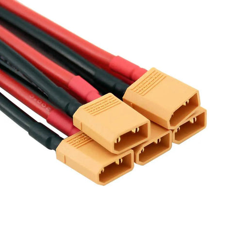 Five Pack RC Battery Connectors With 10cm 16 AWG Silicone Wire For LiPo FPV Drones And Turnigy Zippy Male Plug Adapters for power delivery