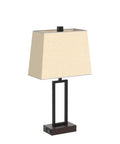 Set Of 2 Modern Bedside Lamps With USB Ports And AC Outlet 23.5 Inch Tall Wood Base With Linen Shade Double Pack For Bedroom