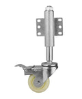 3 Inch Nylon Gate Wheel Caster With Spring Loaded Swivel And Brake, Heavy Duty Metal Gate Roller For Flat Surfaces