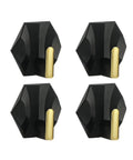 Sleek Adhesive Wall Hooks 4 Pack With Super Tough Grip Tape For Catching Jackets Bags And Keys on white background.