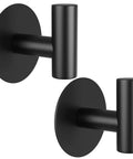 Self-Adhesive Rust-Resistant Stainless Steel Coat Hooks Heavy-Duty No-Drill Wall Hangers for Towels Robes Coats Hats Black 2 Pack