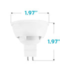 Side view of MR16 LED Bulbs 50W Equivalent 12V Warm White 2700K Dimmable 500 Lumens GU5 3 Spotlight Bulbs, dimensions 1.97 inches