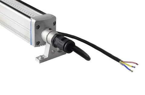 Close-up of Industrial LED Tube Light 6W 110-220V IP67 Explosion Proof For CNC Machines with visible wiring and rotating bracket.