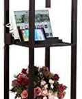 Maxwell Charger Shelf Floor Lamp With USB Ports And Electrical Outlet, Modern Corner Display Lamp with Shelves, Havana Brown