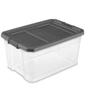 2 Pack 76 Quart Clear Stackable Storage Bins With No Fuss Latch Lids And Dark Gray Covers, heavy duty heavy-duty plastic tote.
