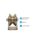 Rock Solid 6 Pack 2 Inch V Groove Wheels Heavy Duty 1045 Steel Sliding Gate Casters Corrosion Resistant Electroplated Track Roller side view.