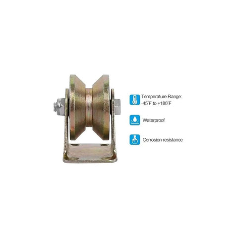Rock Solid 6 Pack 2 Inch V Groove Wheels Heavy Duty 1045 Steel Sliding Gate Casters Corrosion Resistant Electroplated Track Roller side view.