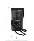 Black Faux Leather Frog With Belt Hook For Main Gauche Short, Adjustable Fit, 3 inch by 2 inch, Front View