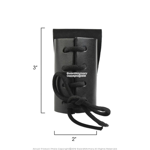 Black Faux Leather Frog With Belt Hook For Main Gauche Short, Adjustable Fit, 3 inch by 2 inch, Front View