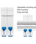 DC Miniature Circuit Breaker Two Pole 1000V For Solar PV System Din Rail Mount 63A Pack Of Two, front and mounted view