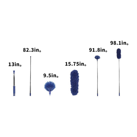 Grab And Go Cobweb Duster With Extension Pole Kit Washable Duster Aluminum Telescoping Rod Dual Duster Heads Corner Brush