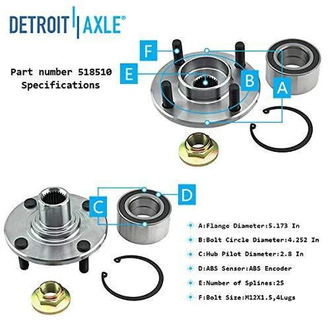 Front Wheel Bearing Hub Assembly For Ford Focus 2000 To 2011 Ready To Install With Four Bolts Four Lug And ABS Encoder diagram