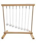 Hands On Pendulum Cradle Science Kit displaying wooden frame with multiple pendulums for home, office, and school DIY experiments.