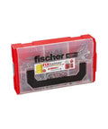 Heavy Hitter DuoPower Fixtainer Wall Fastener Bundle with clear storage bin and assorted anchors and screws.