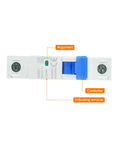 1 Pole Miniature Circuit Breaker 20A DC 250V DIN Rail Mount Disconnect Switch With Thermal Magnetic Trip, front view