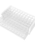Plastic Test Tube Rack For 15 To 18 mm Tubes, 50 Hole Capacity, 18.7 mm Hole, Detachable Lab Organizer, polystyrene, clear