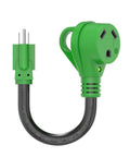 30 Amp To 110 Volt RV Adapter Cord 12 Inch NEMA TT30R To NEMA 5 15P Power Converter With LED Indicator ETL Listed Green