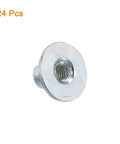 Rock Solid M5 T Nuts 24 Pack Carbon Steel Tee Nuts With Round Base, showing zinc plated fastener for secure fastening.